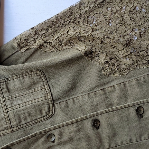 Anthropologie Olive Green Utility Jacket with Lace XS P - Picture 3 of 5